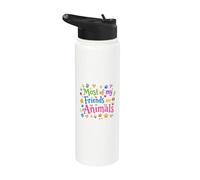 Most Of My Friends Are Animals Funny Animal Lover Stainless Steel Insulated Water Bottle