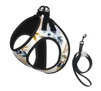 Mostaza Azul Floral,Arnés para Mascotas, arnés Reflectante Ajustable para Perros,S
