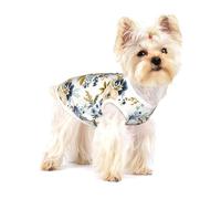 Mostaza Azul Floral,Camiseta de algodón sin Mangas para Mascotas, Chaleco Transpirable, Suave y elástico para Cachorros,M