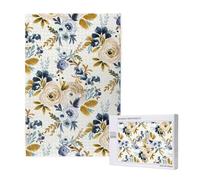 Mostaza Azul Floral,Rompecabezas de Madera de 1000 Piezas para Adultos y Adolescentes.