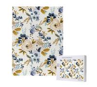 Mostaza Azul Floral,Rompecabezas de Madera de 500 Piezas para Adultos y Adolescentes.