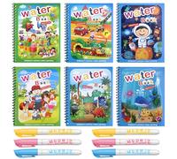 MOSTFUN 6 Piezas Libro Magico Agua, Reutilizable Libro Pintar Magico con Agua con 6 Bolígrafos, para Colorear Niños Colores Magicos Tablero de Pintura Regalo para Niños Niñas 3 4 5 6 Años