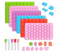 MOSTFUN 6 Piezas Molde De Osito De Goma, Moldes De Silicona Para Caramelos con 5 Cuentagotas Moldes Ositos Gominolas para Chocolate, Gummy, Caramelo, Galleta, Gelatina