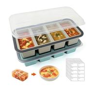 MOSTFUN Juego de 2 moldes de silicona para congelación con tapa, 250 ml y 500 ml, grandes recipientes para congelar sopa, caldo, salsa, cubitos de hielo y hornear, sin BPA, incluye 10 pegatinas de