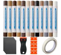 MOSTFUN Kit de Reparación de Madera 12 Colores, Cera Dura con Espátula y Cinta, para Suelos Laminados, Parquet, PVC y Azulejos, Repara Arañazos, Grietas y Agujeros