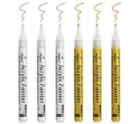 MOSTFUN Lápices acrílicos dorados y plateados, 6 unidades, 0,7 mm, rotuladores permanentes, resistentes al agua, lápices para piedras, madera, papel, vidrio, plástico, cerámica, cuero, álbum de fotos