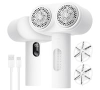 Mosthink Afeitadora de tela, afeitadora eléctrica 2 en 1 y cepillo, removedor de pelusas de doble cabezal para ropa, sofá, muebles, removedor de pelusas y pelusas de 3 velocidades, afeitadora de