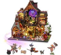 Mostop Kit de construcción de casa de muñecas en miniatura, casa de muñecas de madera en miniatura con luz LED, idea de habitación creativa para niños/adultos, casa mágica, kit de construcción DIY