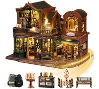 Mostop Kit de construcción de casa de muñecas en miniatura, kit de construcción de casa en miniatura con luz LED y movimientos, idea creativa para niños y adultos, casa mágica, kits de bricolaje