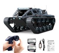 Mostop Tanque teledirigido a escala 1/16 de transporte de vehículos militares RC Tanque Offroad Crawler para niños, 2,4 GHz mando a distancia Crawler Drift Tank con 2 baterías, 360 ° giratorio del