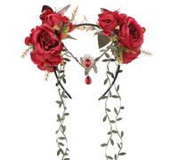 MOSTORY Corona de elfos, diseño floral, color rojo, hada con lianas, bosque de mariposas, diadema para el Renacimiento, renacentista, cosplay, accesorios para mujer, accesorio para la cabeza, hadas