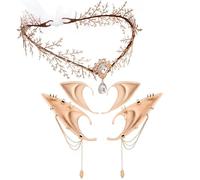 MOSTORY Corona de elfos para mujer, corona de flores, renfaire oro, hada, renacimiento, Halloween, cosplay, accesorio para la cabeza, hadas del bosque, carnaval