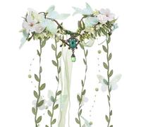 MOSTORY Corona de hadas, tocado de hadas, hadas del bosque, tocado de carnaval, corona de flores, enredaderas verdes del bosque, elfos, elfos, elfos, belleza, mujer, para elfos del bosque, disfraz