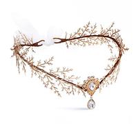 MOSTORY Corona de reina con diamantes de imitación dorados, diadema artificial de flores de princesa con diamantes de imitación azul real, boda, graduación, cumpleaños, renacimiento, Halloween,