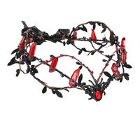 MOSTORY Corona gótica de cuarzo crudo, negro y rojo, círculo de cristal oscuro para mujer, boda gótica, corona de elfo, tocado elfo, tocado para bruja, estética, renacentista, accesorios de Halloween,