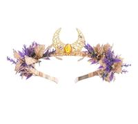 MOSTORY Tiara de Elfenkrone medieval Accessories, color lila y dorado con hojas y luna, para mujer, cosplay, carnaval
