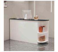 Mostrador compacto para pagos al por menor con cajón con cerradura y estantes abiertos, moderno escritorio de oficina y estación de recepción de salón, color blanco, 39.3 x 15.7 x 35.4 pulgadas para