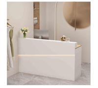 Mostrador de madera para recepción con cajón con cerradura para salón de belleza y vestíbulo, elegante escritorio de 39.3 x 19.6 x 41.7 pulgadas para un servicio al cliente eficiente