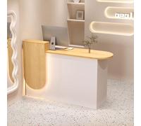 Mostrador de pago con luz LED con cajón con cerradura, escritorio de recepción minorista para oficina, salón de belleza, vestíbulo, mesa de recepción moderna para una mejor experiencia del cliente