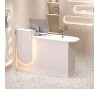 Mostrador de pago con luz LED con cajón con cerradura, recepción minorista para oficina, salón de belleza, vestíbulo, elegante mesa frontal para una mejor experiencia del cliente