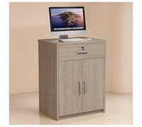 Mostrador de Recepción Compacto Mostrador de Caja Tablero de Estante de 16mm de Grosor Rieles Guía Silenciosos Tres Secciones Bisagras Puerta Con Amortiguación Hidráulica Y Protección Antipinzamiento