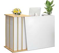 Mostrador de Recepción con Cajón Cerradura Gabinete de Cajero Mueble para Tiendas Oficina Clínica Vestíbulo Bar Estética Peluquería Supermercado Moderna y Compacta(Size:100cm,Color:White caliente)