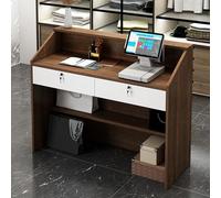 Mostrador de Recepción Con Cajón Con Cerradura y Luz - Frontal Minorista para Caja, Escritorio de Madera para Computadora - Oficina, Vestíbulo, Tienda de Ropa, Salón