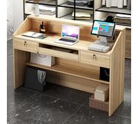 Mostrador de recepción, mostrador Frontal con cajón con Cerradura y luz, mostrador minorista para Caja, Escritorio de Madera para computadora para Oficina, vestíbulo, Tienda de Ropa, salón