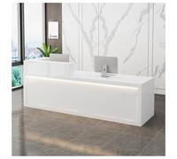Mostrador de recepción con cajones con cerradura, escritorio frontal iluminado para oficina y hogar, pantalla de caja registradora de 140 cm, muebles de recepción modernos, tamaño A4