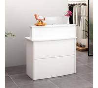Mostrador de recepción con mostrador, mostrador de recepción con cajones con cerradura, para salón de belleza, supermercado, tienda de conveniencia, tienda de ropa, tienda de té con leche(White,80cm)