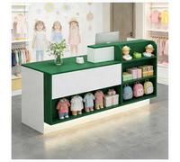 Mostrador de Recepción con luz LED y Bandeja para Teclado, Mostrador Moderno con Cajón con Cerradura, Mostrador de Caja para Tiendas Minoristas con Pasacables,E Right,100x60x100cm