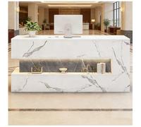 Mostrador de recepción con luz LED y Sistema Oculto de gestión Des Cables, mostrador Des Caja con estantes, mostradors dees recepción pequeño, mostradores para Tiendas,I Left,130x55x90cm