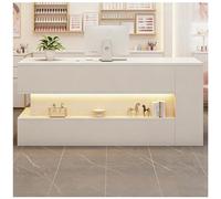 Mostrador de recepción con luz LED y Sistema Oculto de gestión Des Cables, mostrador Des Caja con estantes, mostradors dees recepción pequeño, mostradores para Tiendas,M Left,110x55x90cm