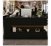 Mostrador de recepción con luz LED y Sistema Oculto de gestión Des Cables, mostrador Des Caja con estantes, mostradors dees recepción pequeño, mostradores para Tiendas,L Right,110x55x90cm