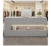 Mostrador de recepción con luz LED y Sistema Oculto de gestión Des Cables, mostrador Des Caja con estantes, mostradors dees recepción pequeño, mostradores para Tiendas,H Right,140x55x90cm