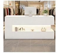 Mostrador de recepción con luz LED y Sistema Oculto de gestión Des Cables, mostrador Des Caja con estantes, mostradors dees recepción pequeño, mostradores para Tiendas,A Right,110x55x90cm