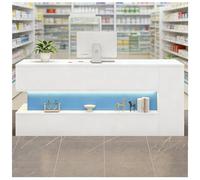 Mostrador de recepción con luz LED y Sistema Oculto de gestión Des Cables, mostrador Des Caja con estantes, mostradors dees recepción pequeño, mostradores para Tiendas,C Left,110x55x90cm