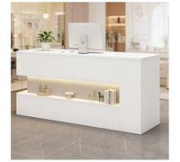 Mostrador de recepción con luz LED y Sistema Oculto de gestión Des Cables, mostrador Des Caja con estantes, mostradors dees recepción pequeño, mostradores para Tiendas,F Left,150x55x90cm