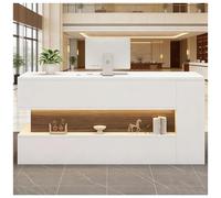 Mostrador de recepción con luz LED y Sistema Oculto de gestión Des Cables, mostrador Des Caja con estantes, mostradors dees recepción pequeño, mostradores para Tiendas,D Left,120x55x90cm