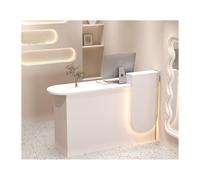 Mostrador de recepción LED con armarios y estantes, recepción moderna para minoristas, oficinas en casa y eventos, ideal para pago y configuración de exhibición