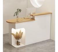 Mostrador de recepción Moderno con cajón con Cerradura y estantes Abiertos, Gran mostrador de Venta minorista, 80 x 50 x 105 cm, Blanco