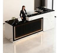 Mostrador de recepción Moderno con Efecto mármol, cajones con Cerradura y Detalles LED. Resistente mostrador Multicapa for salón de Belleza, Fácil instalación(Lest,79inch/200cm)
