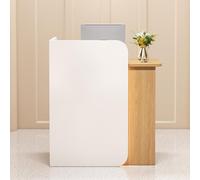 Mostrador de Recepción Moderno con Encimera, Mostrador de Recepcionista Todo-en-Uno con Cajones & Iluminación Ambiental LED, Elegante Mostrador de Pago para Oficina Hogar, Salón, Spa, Lobby & Tienda