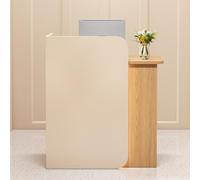 Mostrador de Recepción Moderno con Encimera, Mostrador de Recepcionista Todo-en-Uno con Cajones & Iluminación Ambiental LED, Elegante Mostrador de Pago para Oficina Hogar, Salón, Spa, Lobby & Tienda