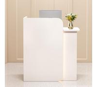 Mostrador de Recepción Moderno con Encimera, Mostrador de Recepcionista Todo-en-Uno con Cajones & Iluminación Ambiental LED, Elegante Mostrador de Pago para Oficina Hogar, Salón, Spa, Lobby & Tienda