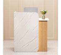 Mostrador de Recepción Moderno con Encimera, Mostrador de Recepcionista Todo-en-Uno con Cajones & Iluminación Ambiental LED, Elegante Mostrador de Pago para Oficina Hogar, Salón, Spa, Lobby & Tienda