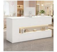 Mostrador de recepción Moderno con Luces LED, Mostrador de recepción con gestión Des Cables Oculta, Mostradores Des Caja Cons cajón Cons Cerradura para Tiendas minoristas,F Right,130x55x90cm