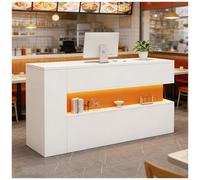 Mostrador de recepción Moderno con Luces LED, Mostrador de recepción con gestión Des Cables Oculta, Mostradores Des Caja Cons cajón Cons Cerradura para Tiendas minoristas,N Right,160x55x90cm