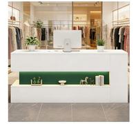 Mostrador de recepción Moderno con Luces LED, Mostrador de recepción con gestión Des Cables Oculta, Mostradores Des Caja Cons cajón Cons Cerradura para Tiendas minoristas,B Left,140x55x90cm