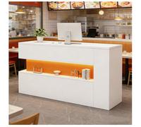 Mostrador de recepción Moderno con Luces LED, Mostrador de recepción con gestión Des Cables Oculta, Mostradores Des Caja Cons cajón Cons Cerradura para Tiendas minoristas,N Left,160x55x90cm